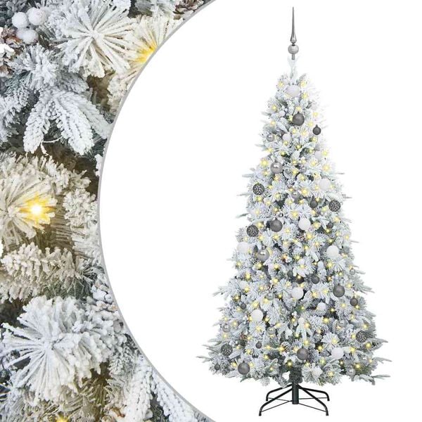 vidaXL Artificial Hinged Christmas Tree White 210 cm PE and PVC
