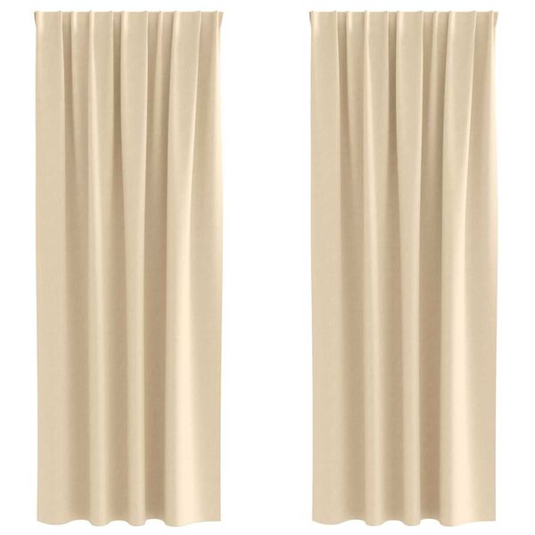 vidaXL Blackout Curtains with Rings 2 pcs Cream 225 x 140 cm Polyester