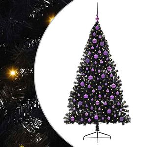 vidaXL Artificial Pre-lit Christmas Tree Black 180 cm PVC