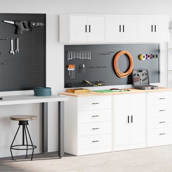 vidaXL Garage Cabinets 2 pcs White Engineered Wood