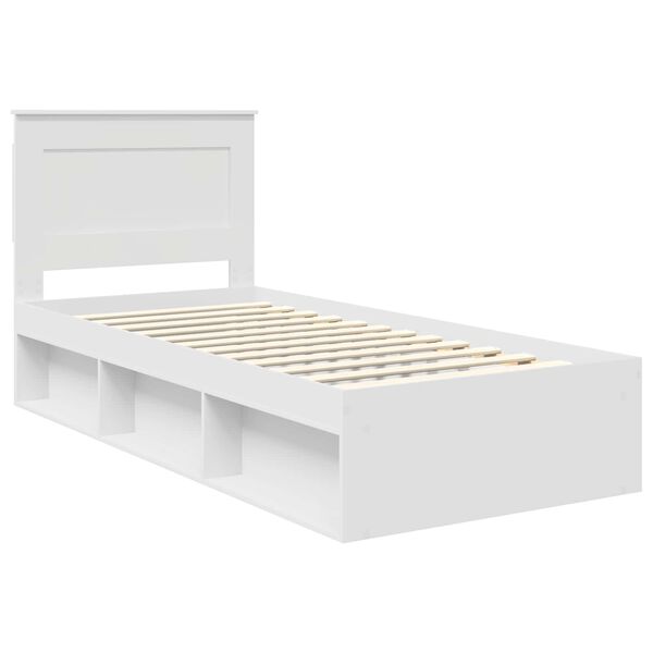 vidaXL Bed Frame with Headboard White 100 x 200 cm Solid Pine Wood