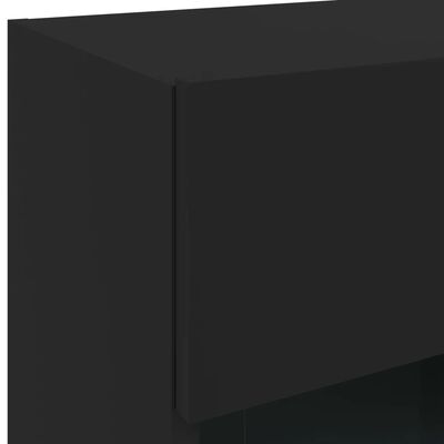 vidaXL TV Wall Cabinet with LED Lights Black 40x30x60.5 cm