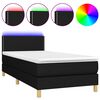 vidaXL Box Spring Bed with Mattress&LED Black 90x190cm Fabric