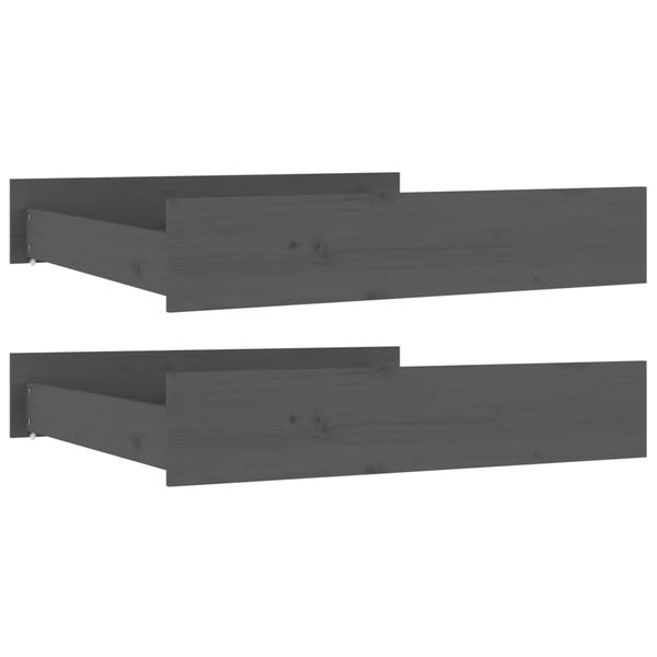 vidaXL Bed Drawers 2 pcs Grey Solid Wood Pine