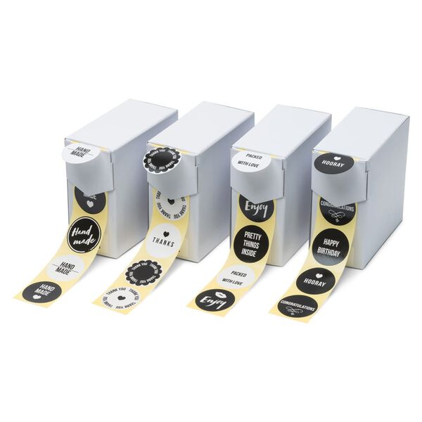 rillprint Gift Stickers 250 pcs x 4 rolls Black and White