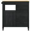 vidaXL Kitchen Trolley Plain Black