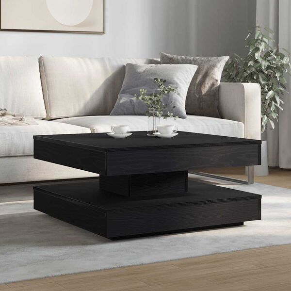 vidaXL Coffee Table 360-Degree Rotatable Black 70x70x34.5 cm