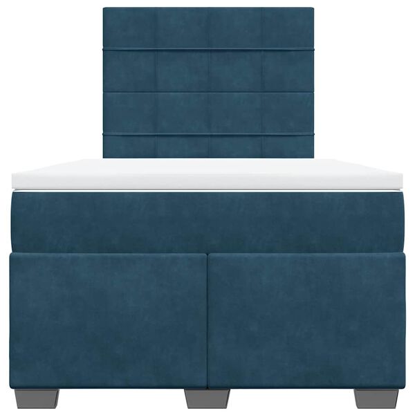 vidaXL Box Spring Bed with Mattress Blue 120x200 cm Velvet