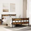 vidaXL Metal Bed Frame without Mattress Smoked Oak 135x190 cm Double