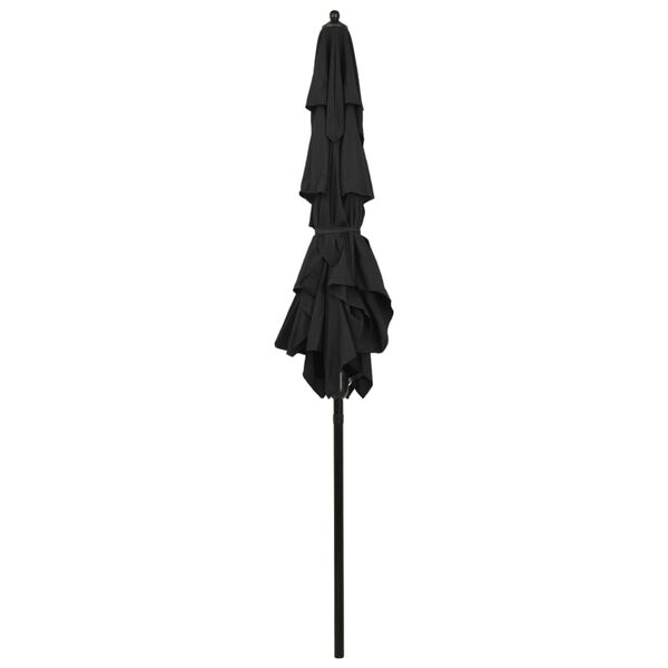 vidaXL 3-Tier Garden Parasol with Aluminium Pole Black 2x2 m