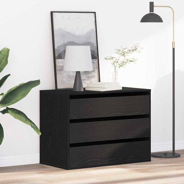 vidaXL Drawer Cabinet Black 80 x 41 x 58 cm Engineered Wood