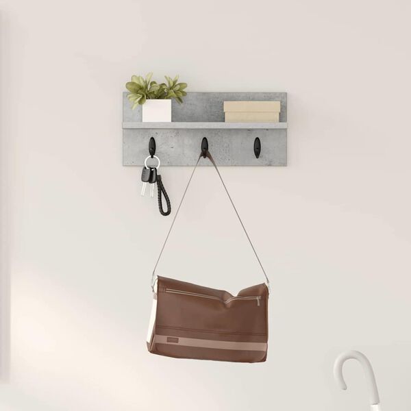 vidaXL Wall-Mounted Coat Rack Concrete Grey 40 x 10.5 x 18 cm