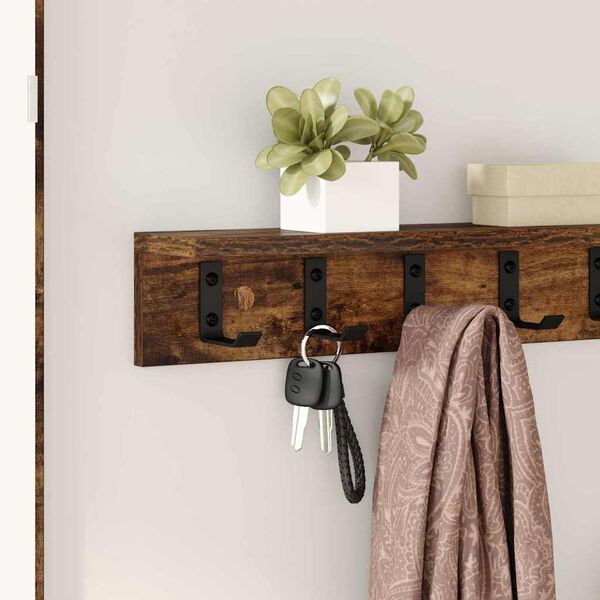 vidaXL Wall-Mounted Coat Rack Smoked Oak 60 x 10.5 x 10.5 cm