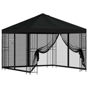 vidaXL Garden Gazebo with Sidewalls 3 x 3 m Black Polyester and Steel