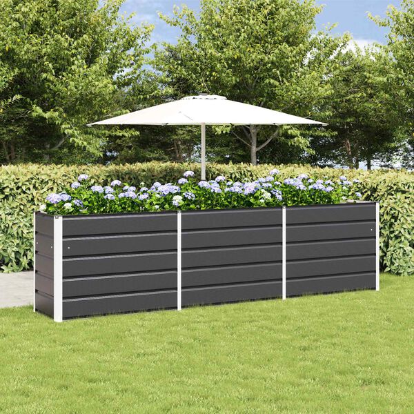 vidaXL Planter Anthracite 290 x 90 x 77 cm Galvanised Steel