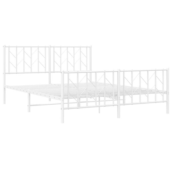 vidaXL Metal Bed Frame without Mattress with Footboard&nbsp;White 150x200cm