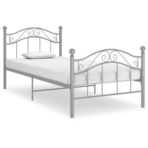 vidaXL Bed Frame without Mattress Grey Metal 100x200 cm