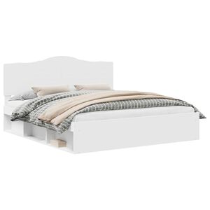 vidaXL Bed Frame with Headboard White 180 x 200 cm Solid Pine Wood