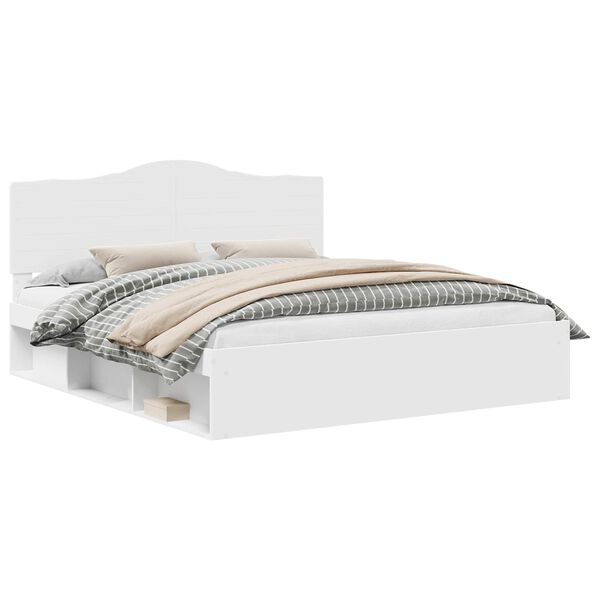 vidaXL Bed Frame with Headboard White 180 x 200 cm Solid Pine Wood