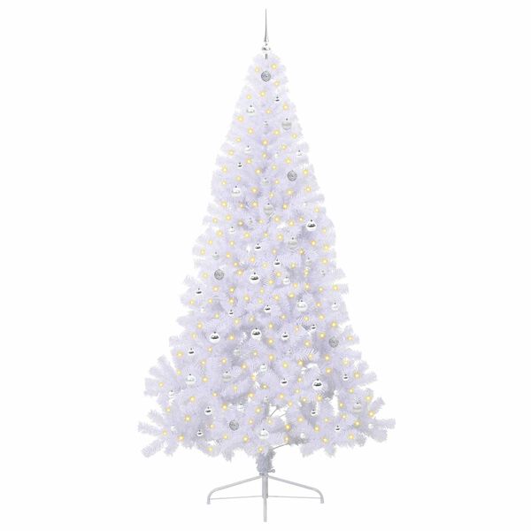 vidaXL Artificial Christmas Tree with Stand White 240 cm PVC and Steel