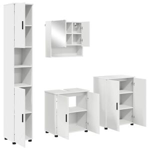 vidaXL Bathroom Furniture Set 4 pcs White Engineered wood & Metal