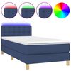 vidaXL Box Spring Bed with Mattress&LED Blue 80x200cm Fabric