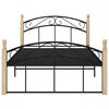 vidaXL Bed Frame without Mattress Black Metal&Solid Oak Wood 120x200 cm