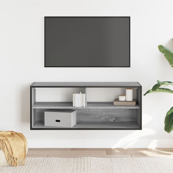 vidaXL TV Cabinet Grey Sonoma 100x31x39.5 cm Engineered Wood and Metal