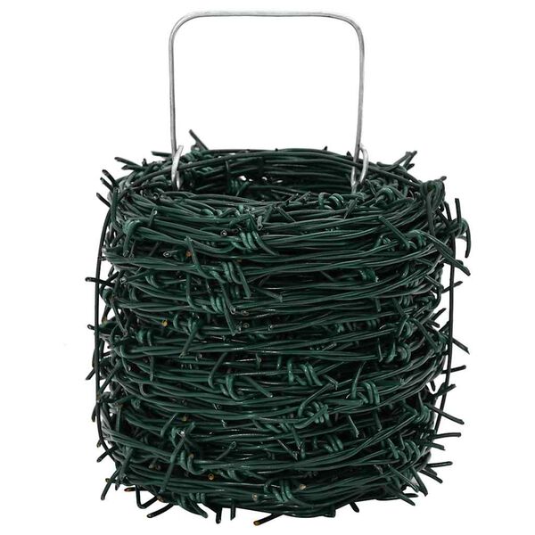 vidaXL Barbed Wire Green 100 m PVC-coated Steel