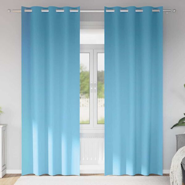 vidaXL Blackout Curtains with Rings 2 pcs Light Blue 260 x 140 cm
