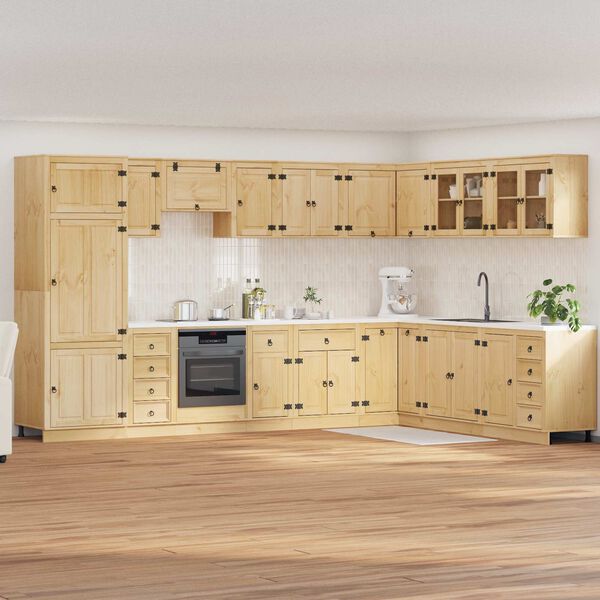 vidaXL Cabinet with Drawer SKI 14 pcs Honey Brown Solid Pine Wood