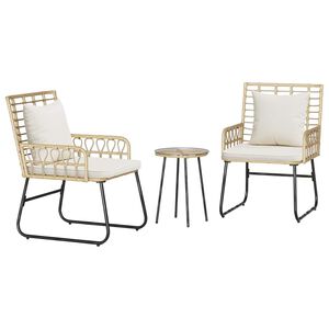 vidaXL Garden Dining Set 3 pcs Brown and Cream Poly rattan, steel