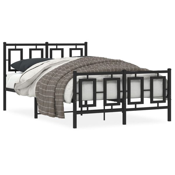 vidaXL Metal Bed Frame without Mattress with Footboard Black 120x190cm