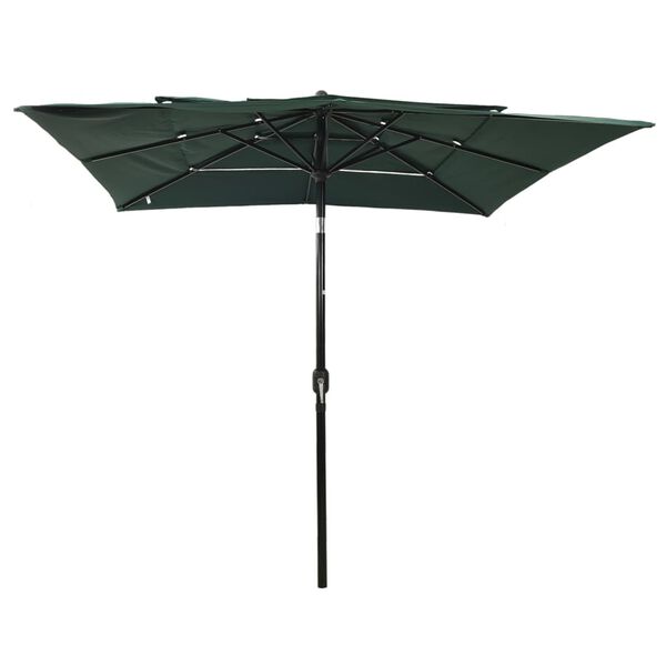 vidaXL 3-Tier Garden Parasol with Aluminium Pole Green 2.5x2.5 m
