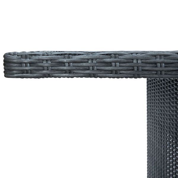 vidaXL Garden Table Dark Grey Poly Rattan and Tempered Glass