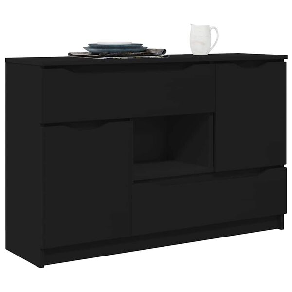 vidaXL Sideboard with Drawer Black 100 x 30 x 65.6 Engineered Wood