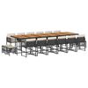 vidaXL 17 Piece Garden Dining Set with Cushions Black Poly Rattan