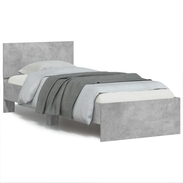 vidaXL Bed Frame without Mattress with LED Lights Concrete Grey 90x200 cm