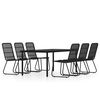 vidaXL 7 Piece Garden Dining Set Black