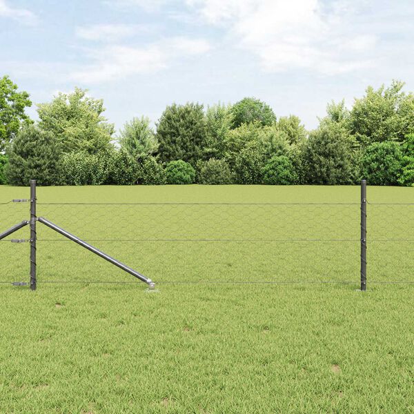 vidaXL Fence Post Grey 50 x 0.5 m (50 mm mesh) Steel and PVC