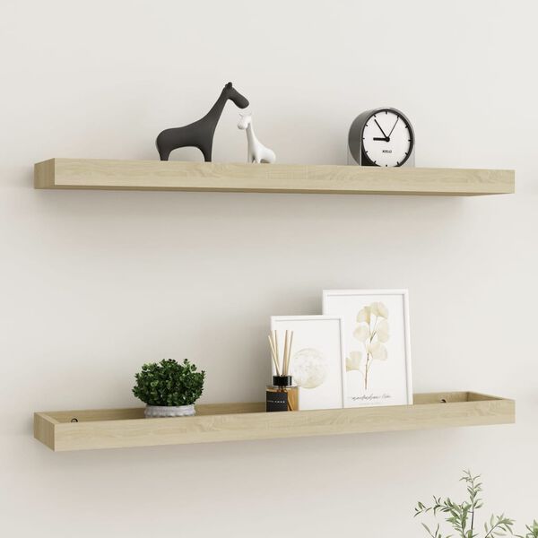 vidaXL Loggia Wall Shelves 2 pcs Oak 80x15x4 cm MDF