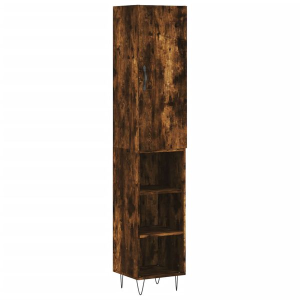 vidaXL Highboard Smoked Oak 34.5x34x180 cm Engineered Wood