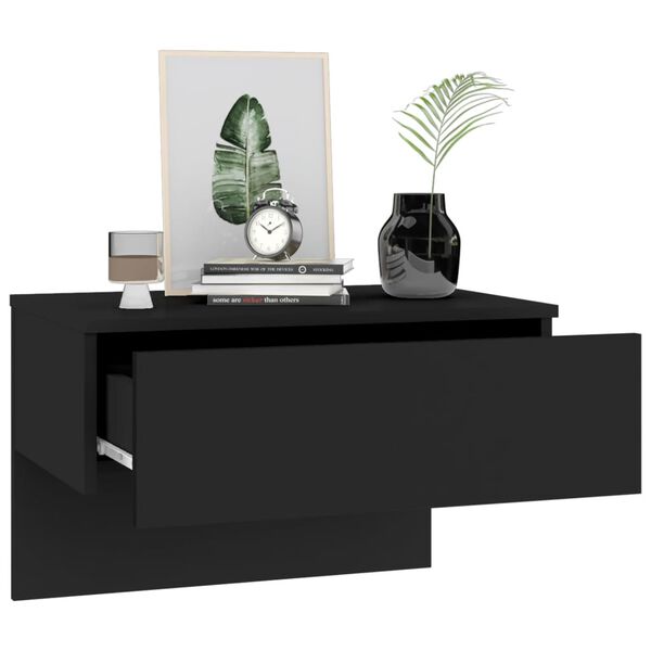 vidaXL Wall-mounted Bedside Cabinet Black