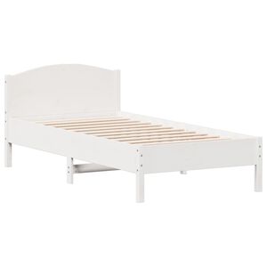 vidaXL Bed Frame without Mattress White 75x190 cm Small Single Solid Wood Pine