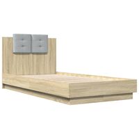 vidaXL Bed Frame with Headboard Sonoma Oak 75x190 cm Small Single Engineered Wood