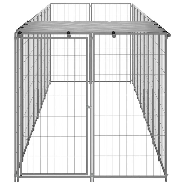 vidaXL Dog Kennel Silver 4.84 m&sup2; Steel