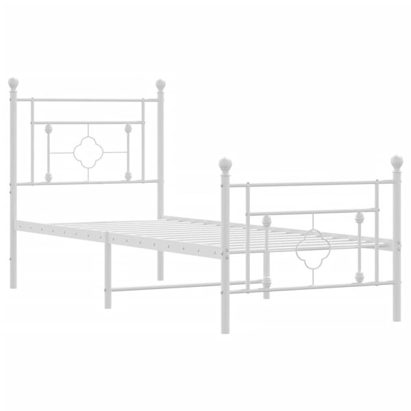 vidaXL Metal Bed Frame without Mattress with Footboard White 80x200cm