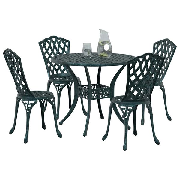 vidaXL Garden Dining Set 5 pcs Green Aluminium
