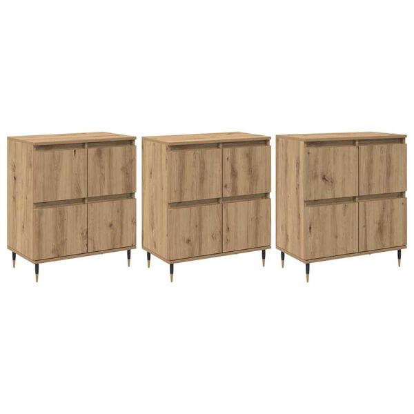 vidaXL Storage Cabinet 3 pcs Artisan Oak 60 x 35 x 70 cm