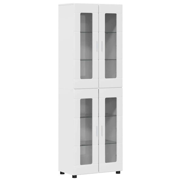 vidaXL Highboard with Shelf FLORIN High Gloss White 60 x 35 x 182 cm